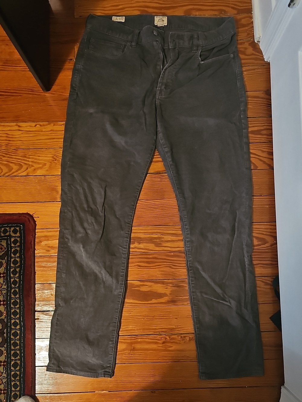 J. Crew Straight Corduroy Pants in Grey